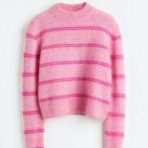 H&M Pink Mohair Wool Alpaca Blend Sweater